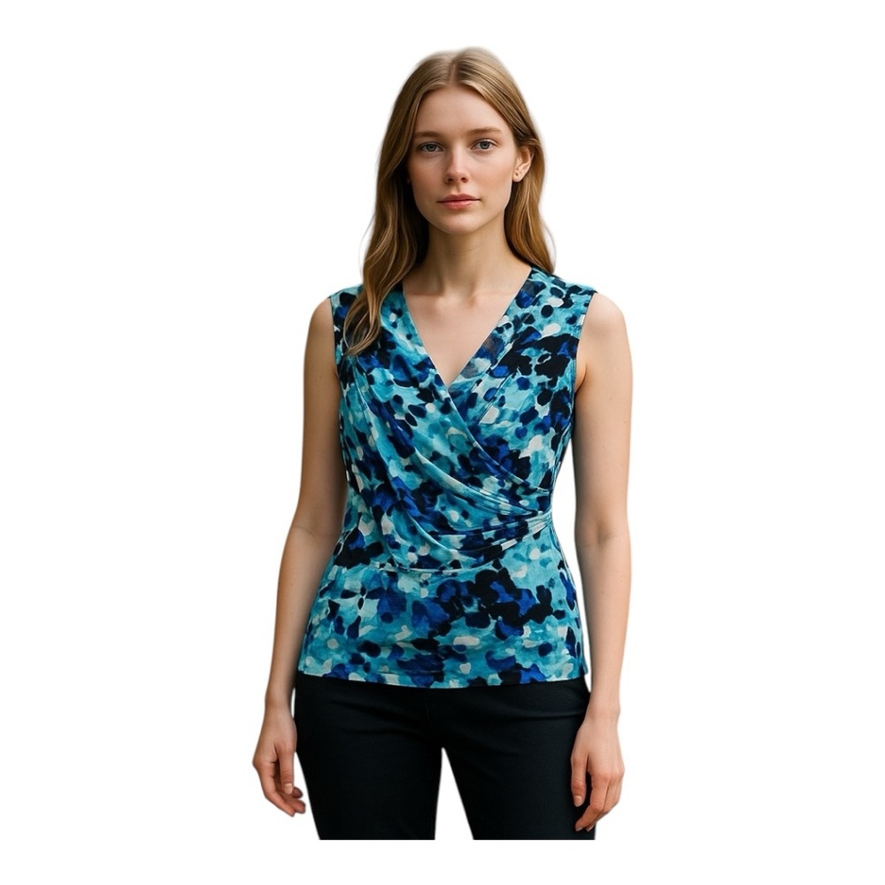 Ann Taylor Top Womens Small Sleeveless Blouse Floral Cottagecore Chinoiserie